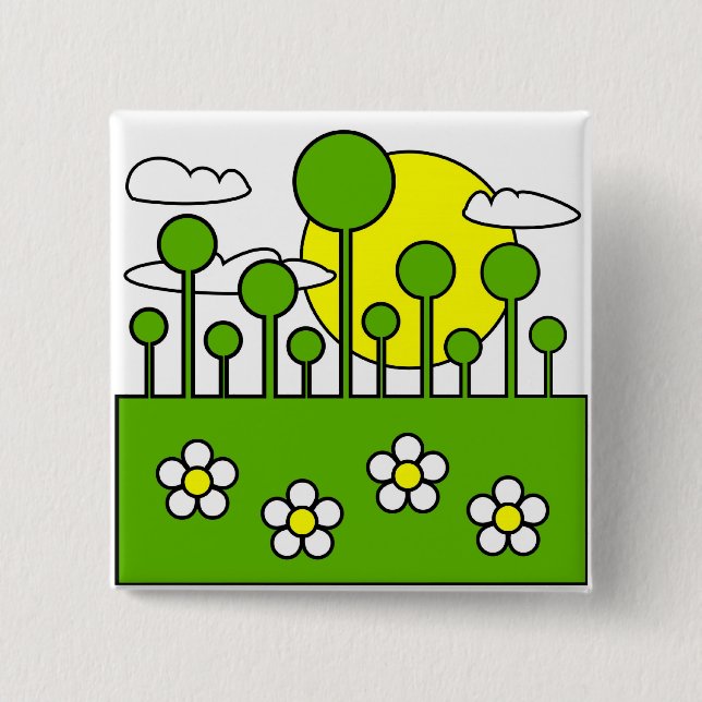 Green World 2 Inch Square Button (Front)