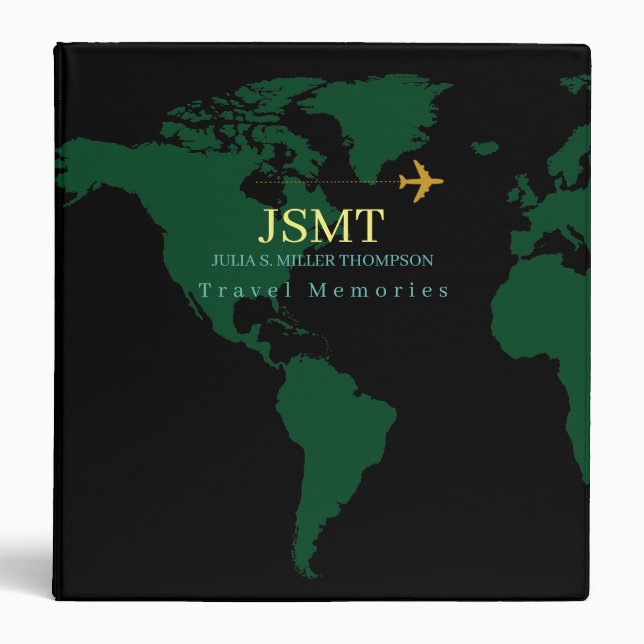 Green World Map Black International  Binder (Front)