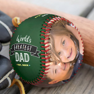 Green Worlds Greatest Dad Modern Bold Typography Baseball