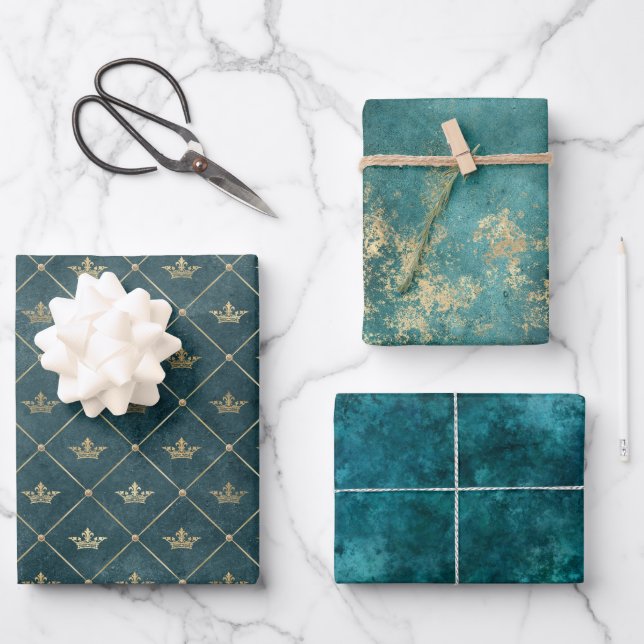 Green Wrapping Paper Flat Sheet Set of 3 (Front)