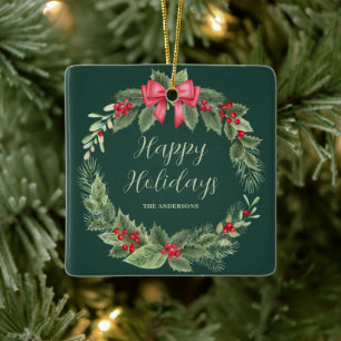 Green Wreath Christmas Personalized Ornament