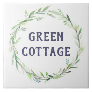 Green Wreath Custom House Name Plate Plaque Sign Tile