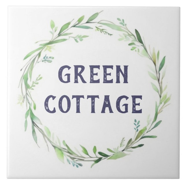 Green Wreath Custom House Name Plate Plaque Sign Tile (Front)