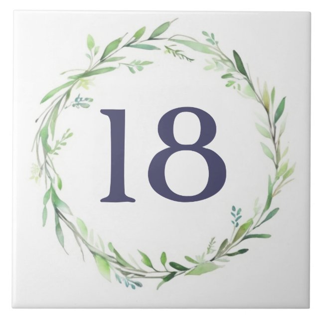 Green Wreath Custom House Number Plate Plaque Sign Tile (Front)