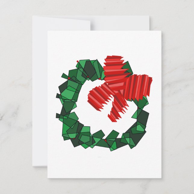 Green wreath & red bow card (Front)