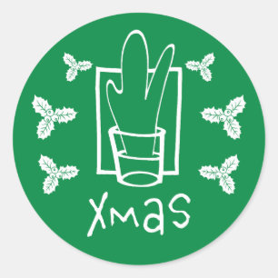Green Xmas Christmas Classic Round Sticker
