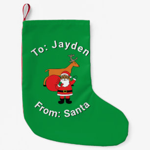 Green Xmas From Santa Custom Name African American Small Christmas Stocking