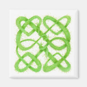 Green Yarn Celtic Knot Square Magnet