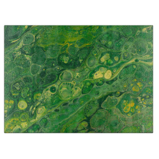 Green & Yellow | Abstract Glass Cutting Board
