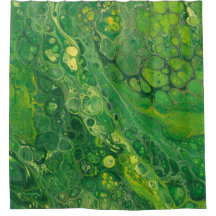 Green & Yellow | Abstract Shower Curtain