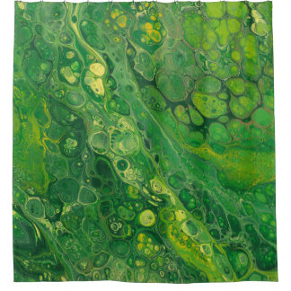 Green & Yellow | Abstract Shower Curtain