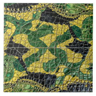 Green Yellow Alligator Crocodile Dragon Leather Tile