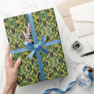 Green Yellow Alligator Crocodile Dragon Leather Wrapping Paper