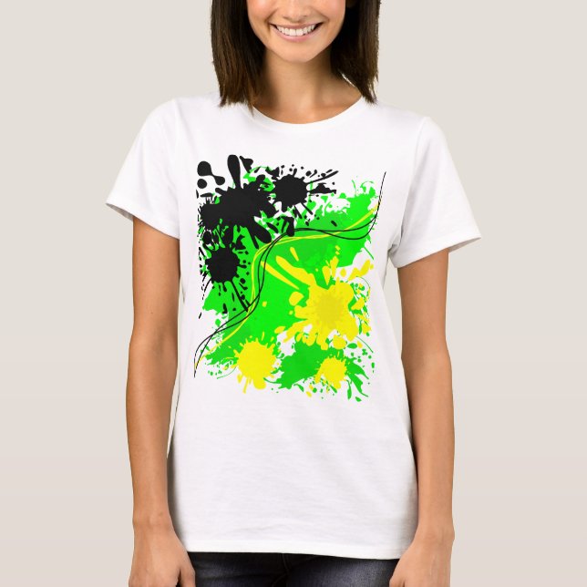 Green, yellow and black splash paint T-Shirt (Front)