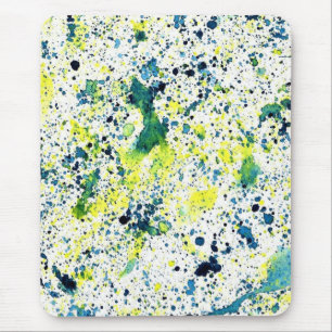Green, Yellow, and Blue Watercolor Abstract Mouse Pad