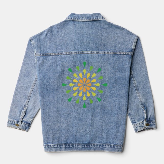 Green, yellow and orange teardrops denim jacket (Back)