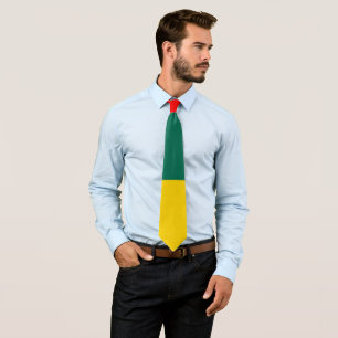 Green Yellow And Red Color Block Print Tie