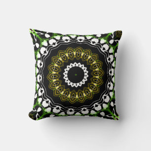 Green Yellow and White Pattern Design Pillow