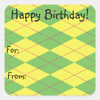 Green & Yellow Argyle Square Sticker