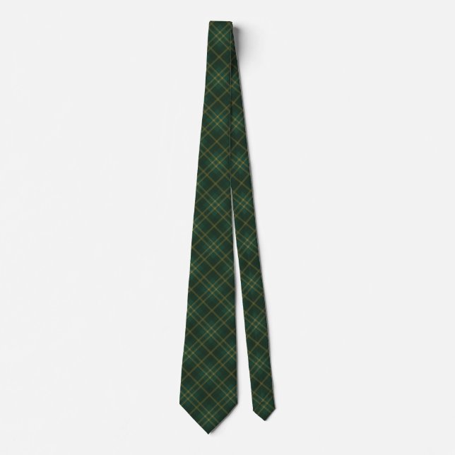 Green Yellow Argyle Tartan Plaid Pattern Tie (Front)