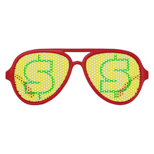 $ Green Yellow Aviator Party Shades, Red Sunglass Sunglasses