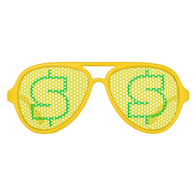 $ Green Yellow Aviator Party Shades, Sunglass Aviator Sunglasses (Front)