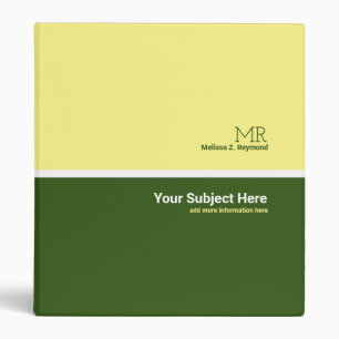 green & yellow binder with name