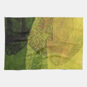 Green yellow black nature forest abstract painting kitchen towel