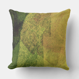 Green yellow black nature forest abstract painting outdoor pillow