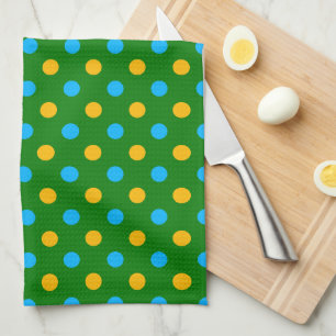 Green Yellow Black Polka Dots Design  Kitchen Towel