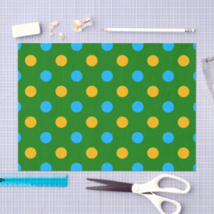 Green Yellow Black Polka Dots Design Tissue Paper
