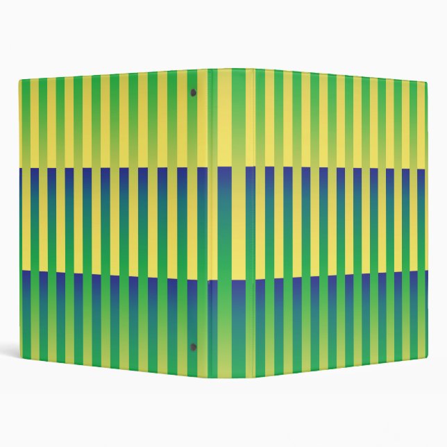 Green Yellow Blue Striped Pattern Binder (Background)