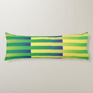 Green Yellow Blue Striped Pattern Body Pillow
