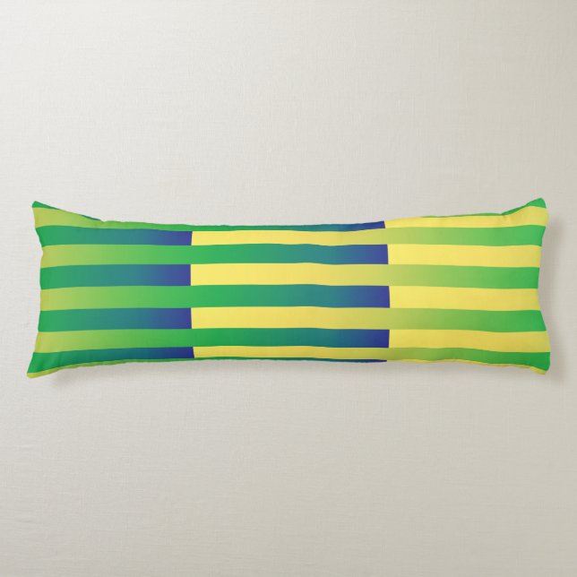 Green Yellow Blue Striped Pattern Body Pillow (Front)