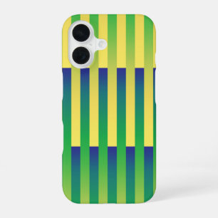Green Yellow Blue Striped Pattern iPhone 16 Case