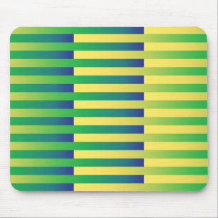 Green Yellow Blue Striped Pattern Mouse Pad