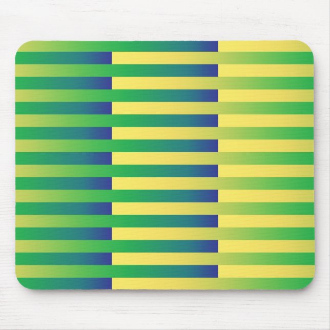 Green Yellow Blue Striped Pattern Mouse Pad (Front)