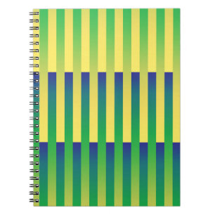 Green Yellow Blue Striped Pattern Notebook
