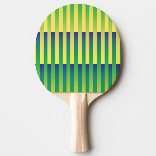 Green Yellow Blue Striped Pattern Ping Pong Paddle (Front)