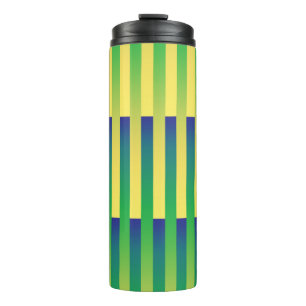 Green Yellow Blue Striped Pattern Thermal Tumbler