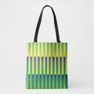 Green Yellow Blue Striped Pattern Tote Bag