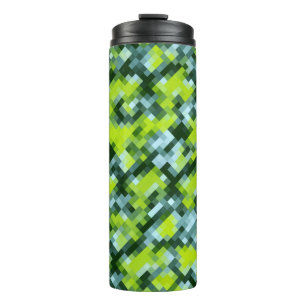 Green Yellow Blue Teal Mosaic Pattern Thermal Tumbler