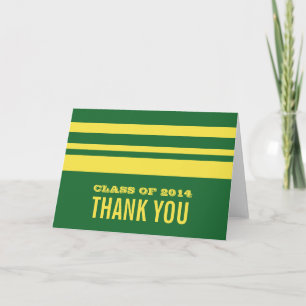 Green/Yellow Bold Stripes Grad Thank You Card