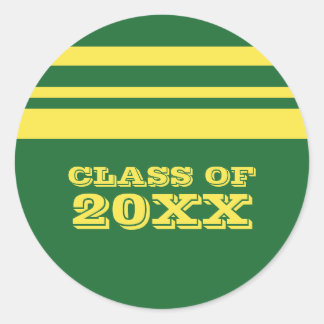 Green/Yellow Bold Stripes Graduation Stickers