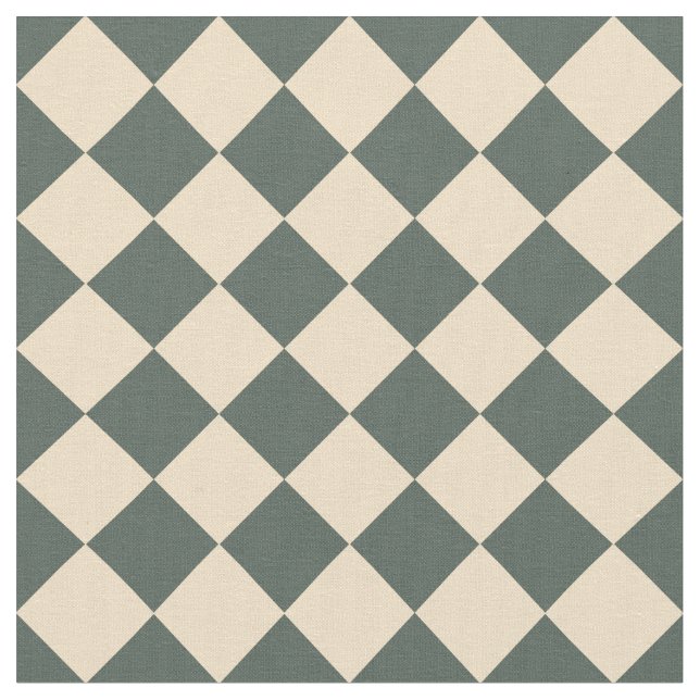 Green Yellow Checker Diamond Pattern Fabric (Close Up)