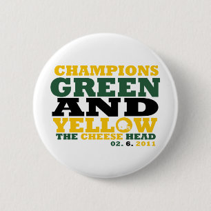 Green & Yellow (Cheese head) 2 Inch Round Button