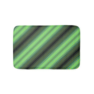 Green & Yellow Chequered Tubes by Kenneth Yoncich Bath Mat