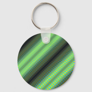 Green & Yellow Chequered Tubes by Kenneth Yoncich Keychain