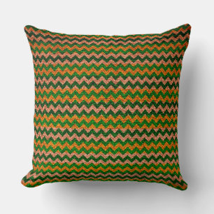Green Yellow Chevron Stripes Pattern Throw Pillow