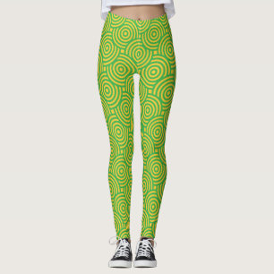 Green Yellow Circles Leggings